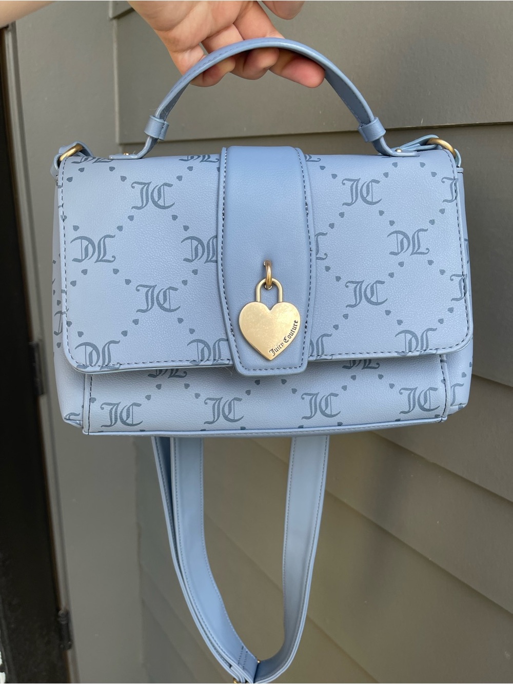 Juicy Couture Powder Blue Top-Handle Satchel with Heart Lock